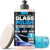 Durabasics Cerium Oxide Glass Polish &ndash; Glass Scratch Remover for Light Scratches, Haze &amp; Wiper Marks on Windshields &ndash; Glass Polishing Compound with 3&rdquo; Wool Felt Pad Kit &ndash; 16oz