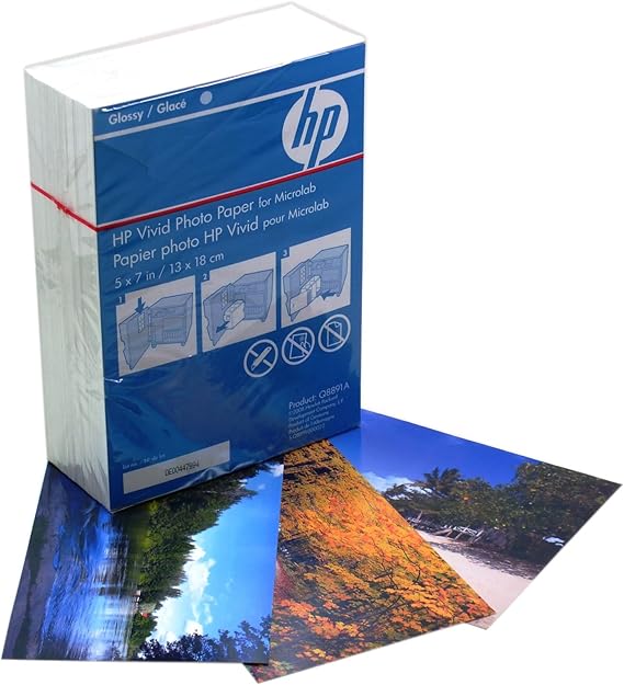 HP Vivid 7x5" Glossy Photo Paper for Inkjet Printers 220 Sheets 230gsm (Q8891A) Amazon.co.uk