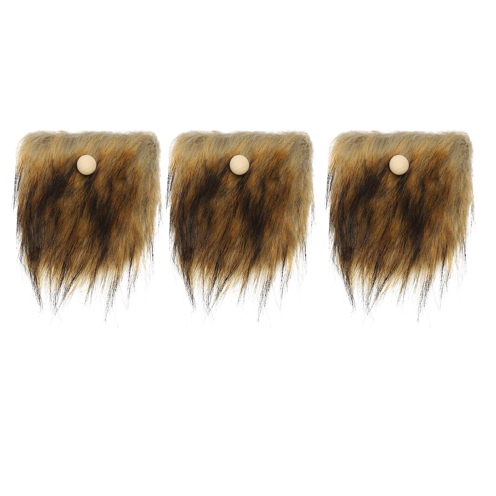PATIKIL Pre-Cut Gnome Beard, 3 Pcs Fluffy Faux Fur Fabric Handmade Beard with Wood Balls for Gnome Nose DIY Crafts Christmas Halloween Easter, Dark Brown, 6.3 x 4.7 Inch