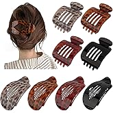 Atoden Flat Hair Clips Large Claw Clips for Thick Medium Thin Hair 8Pcs Square and Round Oval French Barrettes Duckbill Accessories for Women Girls Leopard Tortoise Shell Color