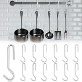 MorningRo 12 Pcs Heavy Duty Pot Rack Hooks, Galvanized Steel | Hanging Utensils, Straight Design Fits Racks, Space Saving Storage, Galvanized Steel Construction
