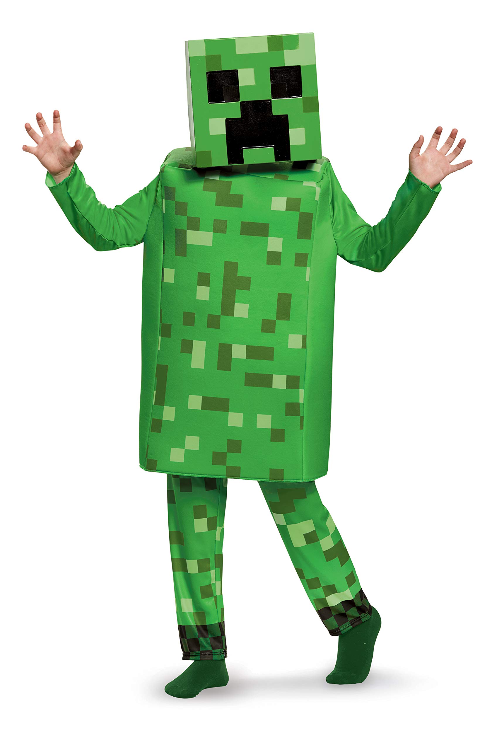 Disguise Official Deluxe Minecraft Creeper Costume Kids, Minecraft Costume with Mask Fancy Dress Up Outfit Halloween Birthday World Book Day Costumes for Boys Children Medium