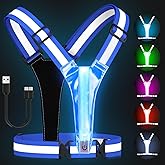 Zacro LED Reflective Vest Running Gear, 5 Lights Colors High Visibility Reflective Running Gear Rechargeable Light Up Running