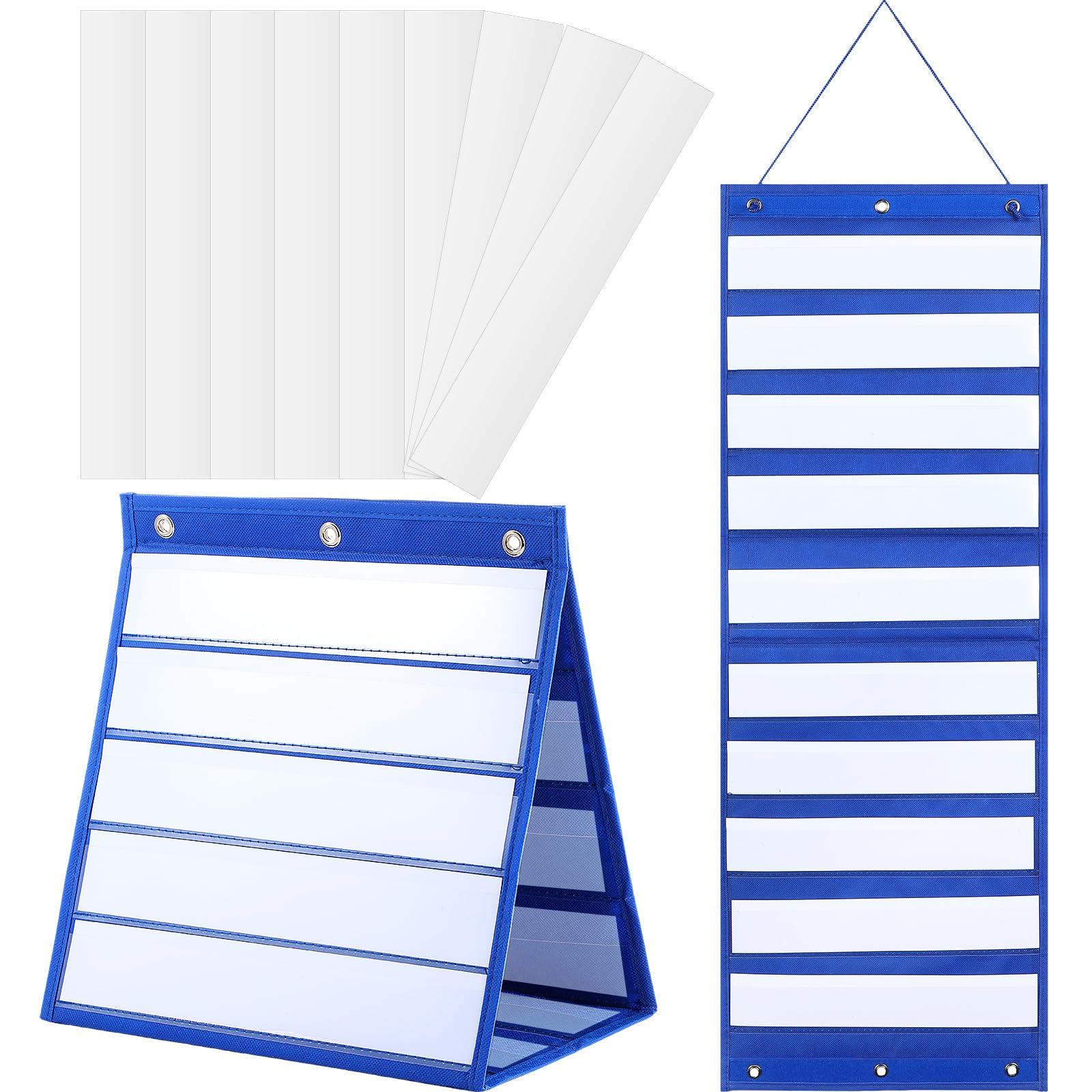 Double Sided Table Top Pocket Chart, 2 in 1 Self Standing Desktop ...