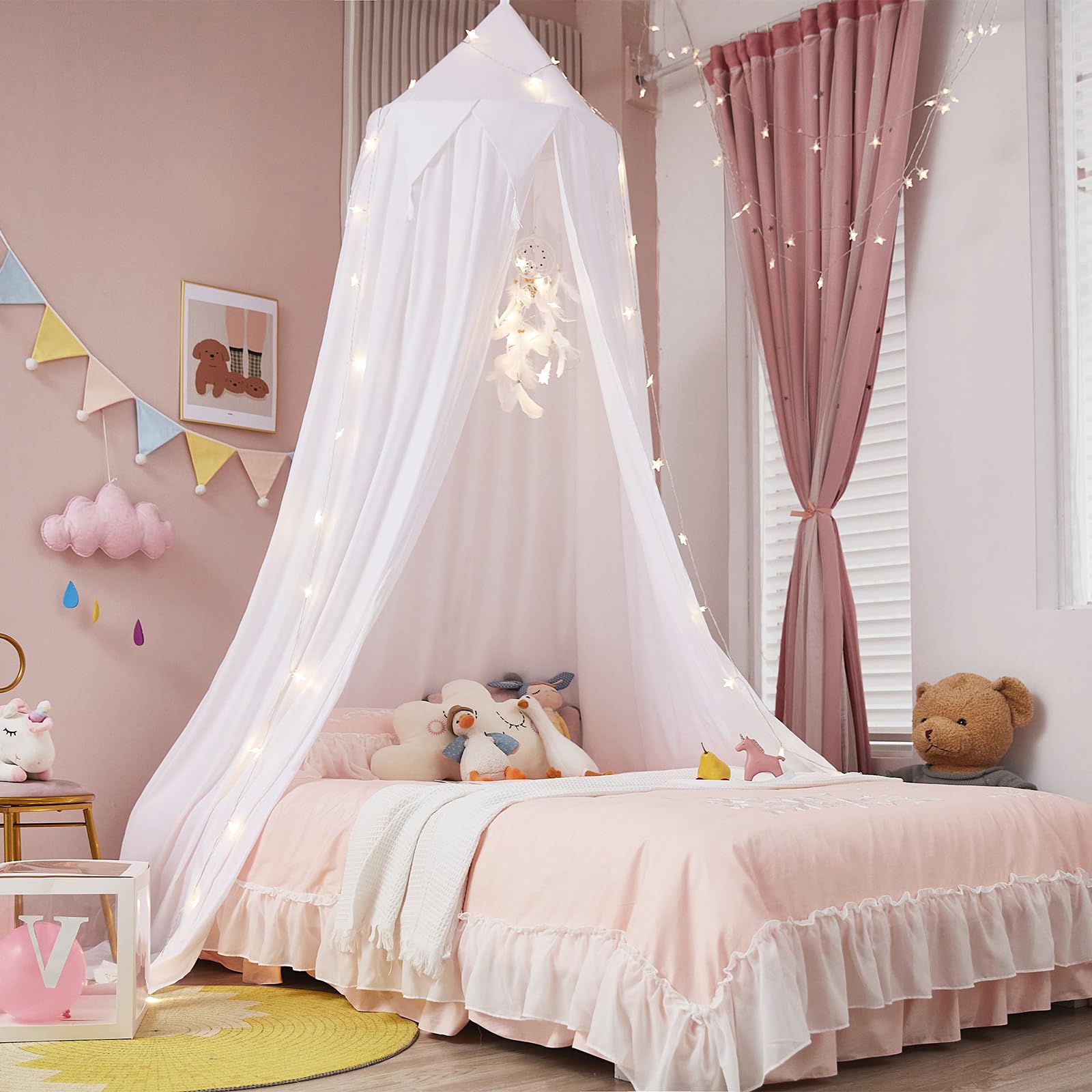 ZIQINPSQ Bed Canopy,Mosquito Protection,Mosquito Net Double Bed and Single Bed,Insect Repellent Foldable Portable for Girls Home, Garden, Balcony, Camping. (White)