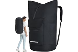QUOVEXA Laundry Bag Extra Large 115L, Laundry Backpack Bag, Laundry Bags Extra Large Heavy Duty, Laundry Bag with Straps, Clothes Hamper Bags with 4 Pockets, College Laundromat Backpack for Dorm Room