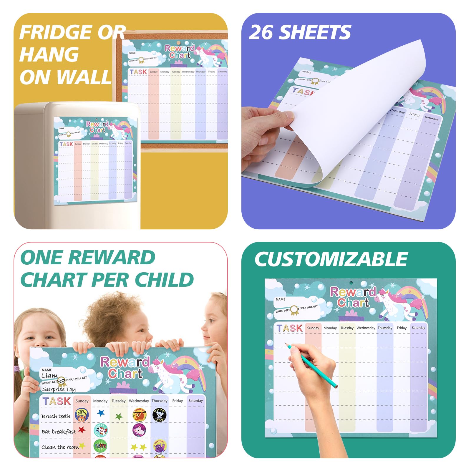 Mua Behavior Chart for Kids - Reward Chart for Kids with 26 Reward ...