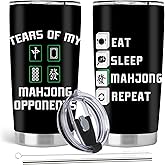 Absacie Mahjong Gifts for Women, Mahjong Gifts, 20oz Stainless Steel Tumbler with Lid Straw