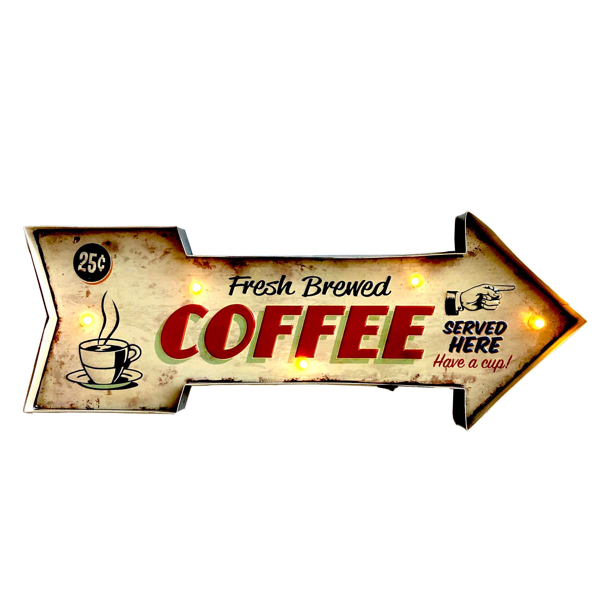 DiiliHiiri Luminous LED Sign Retro Sign for Garage Cafeteria Restaurant Kitchen Vintage Metal Sign Accessories for 50's Home Decoration Office Decor Ideas