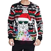 RAISEVERN Men's Light Up Ugly Christmas Sweater Knitted Pullover Tops