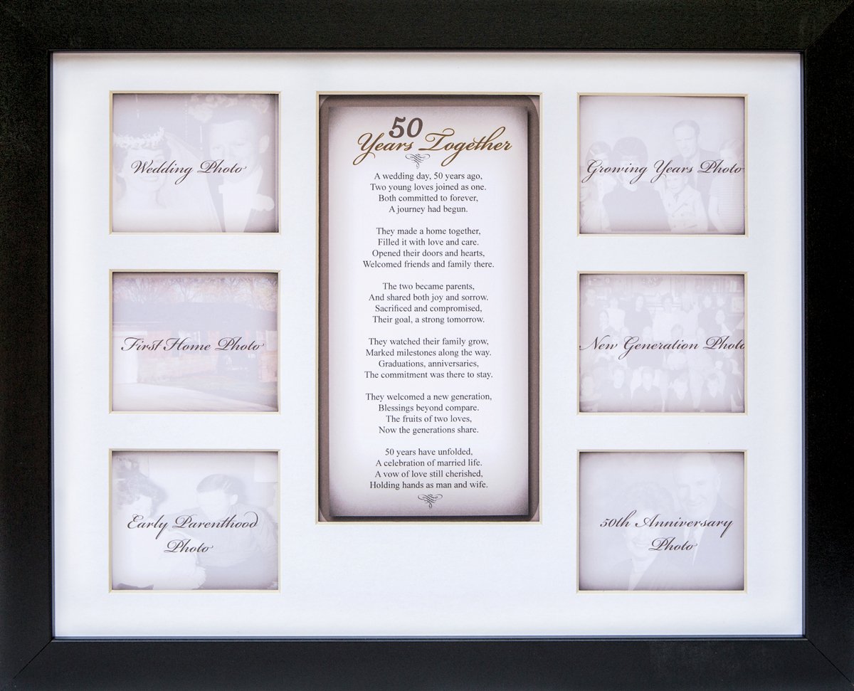 The Grandparent Gift Co. 50th Anniversary Collage Picture Frame - 11”x14” Photo Wall Frame with 6 (3