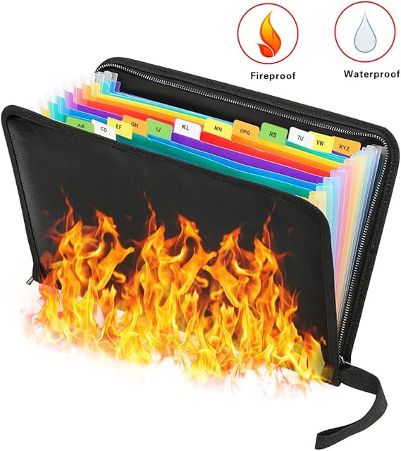 ABClife Expanding File Folder Fireproof Document Bag Portable Fireproof