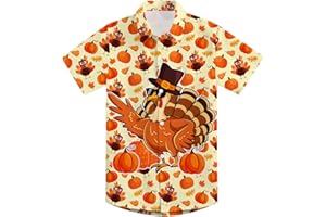 RAISEVERN Boys Button Down Shirts Hawaiian Cartoon Print Slim-Fit Short Sleeve Cool Dress Shirt Cute Top for Kids(2-10T)