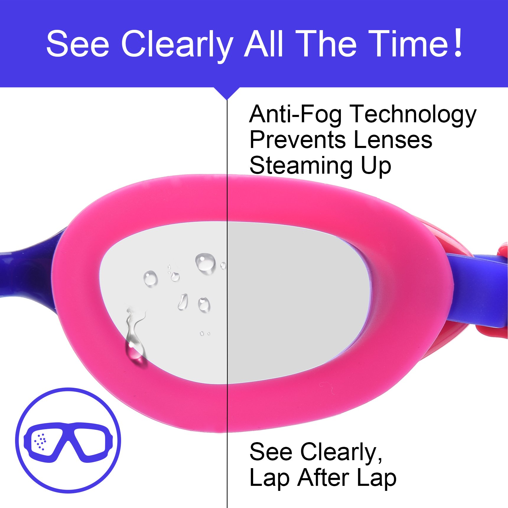 Swimming Cap for Kids Set with Swim Goggles Ear Plugs Nose Clips Training Laps Gear for Youth Teens Children Boys Girls