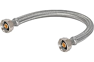 Eastman 12 Inch Steel-Flex Faucet Connector, Braided Stainless Steel Supply Line with 1/2 In. FIP Ends, 48015