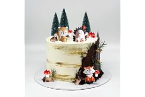 RASSLISA 16 PCS Woodland Forest Animal Cake Toppers for Baby Shower Birthday Woodland Theme Party Decorations