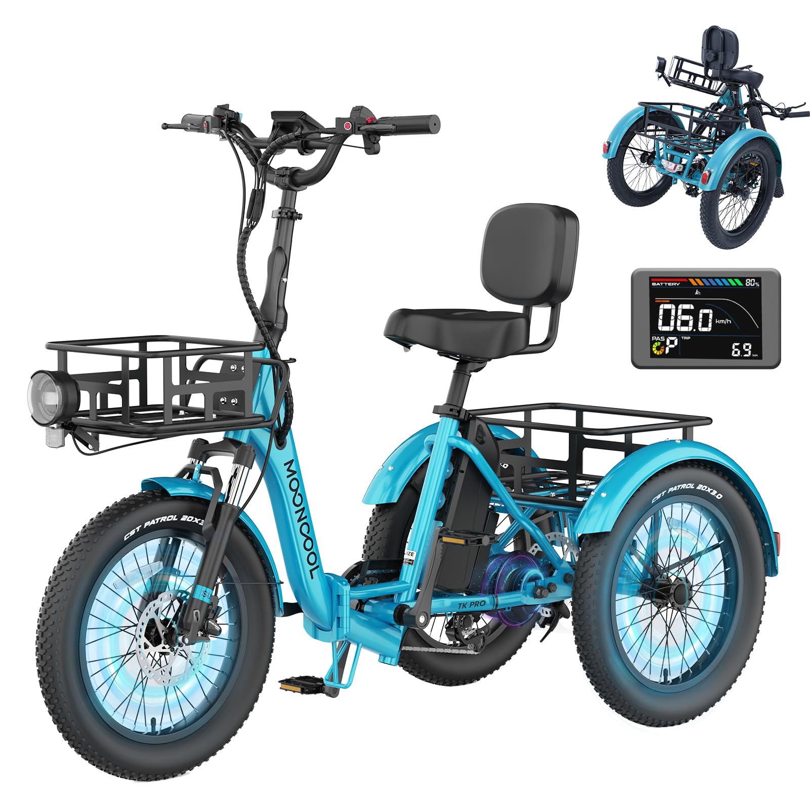MOONCOOL Electric Tricycle motor and performance details