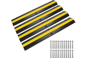 Sgorlds 4 Pack of Rubber Cable Protector Ramps Traffic Speed Bumps, Heavy Duty 11000LBS/5 Ton Loading Rubber Modular Protective Wire Cord Driverway Traffice (1 Channel)