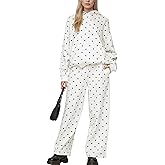 Lauweion Polka Dot Set-Womens Oversized Hoodie and Wide Leg Sweatpants