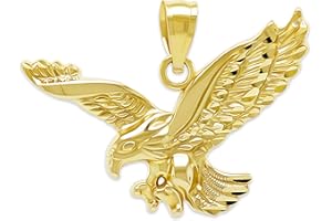 CHARM AMERICA Gold Bald Eagle Charm Pendant - 10 Karat Gold - American Bald Eagle Jewelry - Patriotic Eagle Necklace Jewelry