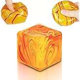 Squishy Fidget Toys Stress Cube, 1.97"*1.97" Stress Balls for Kids Adults Stress Relief, Ice Squishy Cube Sugar Balls, Sensory Toys for Kids with Autism an danxiety Disorder(Orange)