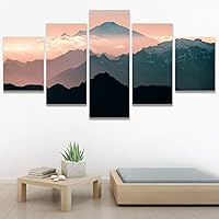 SIGNWIN 5 Panel Canvas Wall Art Modern Art Expressive Landscape Modern Mountain Top Multicolor Photography for Home Decorations Ready to Hang - 60