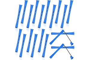MBAIYO 20 Pcs Perm Rods for Short Hair, Plastic Perming Rods Medium Curling Rod Cold Wave Heatless Curling Rollers Cold Wave Perm Rod Set for Long Hair Natural Waves Curls (0.35 Inches, Blue)