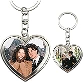UHOT Personalized Picture Keychain with Photo, Double Sided Custom Keychain, Customized Gift for Men Women Couples