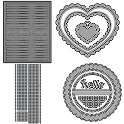 4 Sets Rectangular Dots Cover Scallop Hearts Circle