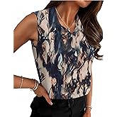 HOTOUCH Womens Sleeveless Button Down Shirt Tops V Neck Business Casual Collared Blouses Tank Top