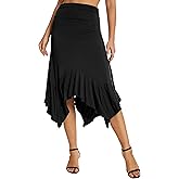 Urban CoCo Women's Flowy Stretchy Skirt Handkerchief Hemline Midi Skirt