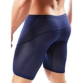 MIZOK Men's Tight Yoga Mesh Training Bodybuilding Gym Workout Shorts Jammer Swimsuit