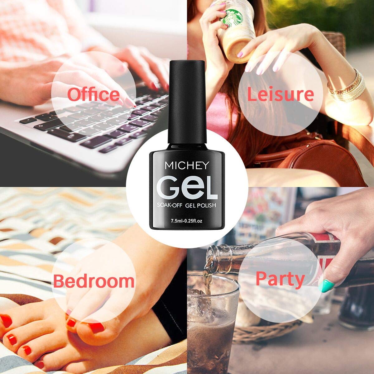 MICHEYGel UV Gel Nail Polish, pack of 4, Gel Nail Polish Kit, 0.25 fl oz