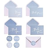Winoo Design 100 PK Blue Thank You Cards with Envelopes Bulk - 5 x 3.5 Inches Personalized Thank You Notes for Baby Shower Wedding Small Business Graduation Funeral Birthday