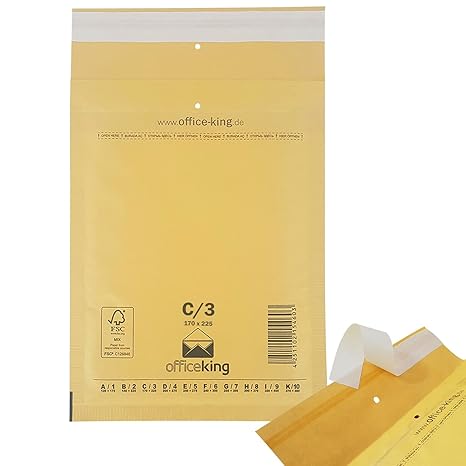 OfficeKing Luftpolstertaschen reißfest 100 Stk Braun C/3 | 170 x 225mm DIN A5 B6+