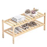 Dranixly Shoe Rack, 2-Tier Bamboo Stackable Shoe