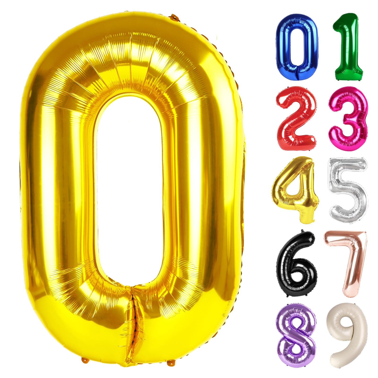 Photo 1 of 0 Balloon - Gold Birthday Number Balloons, 40 Inch Large Foil Balloons for Men Women Boys Girls Gold Themed Birthday Decorations