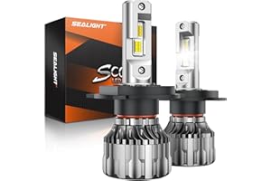 SEALIGHT H4/9003/HB2 Bulbs 46000LM Super Bright, 6500K Cool White S6 H4 Drving Lights, 9003 High Low Dual Bulbs with Cooling Fan, 5 Min Plug-N-Play, HB2 Marker Light Assemblies, Pack of 2