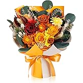 Perfectione Roses 4 Roses Mixed Bouquet for Mother's Day, Fall Flowers for Delivery, Preserved Flowers Birthday Gift for Women Mom Wife Grandma Her, Fall