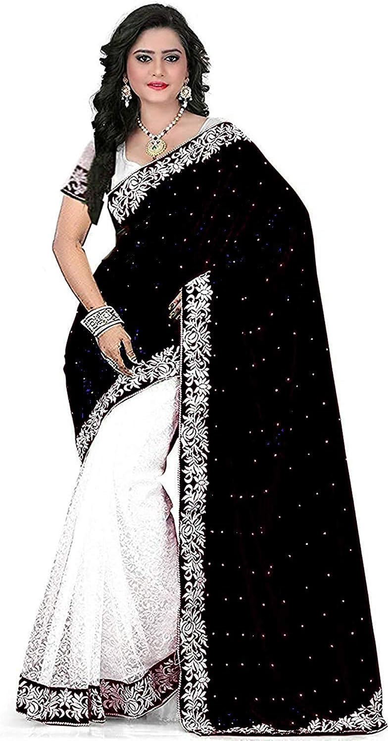 Market Magic World Women's Embroidered Saree with Blouse Piece(Free Size)