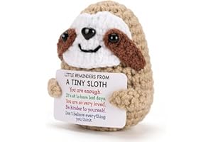 Handmade Crochet Sloth Plush, Emotional Support Animal with Inspirational Cards, Positive Mental Health Gift for Women, Chris