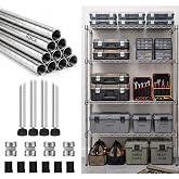 Thyle 4 Pack 74-Inch Wire Shelving Posts with 50 Clip, Chrome Steel, Sliver | Heavy-duty 1-inch chrome steel poles assemble quickly and fit most wire shelving racks for stable, adjustable storage.