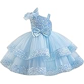 IDOPIP Toddler Girls Birthday Dresses Sequin Tulle Tutu Flower Girl Wedding Party Dress Pageant Formal First Communion Gown
