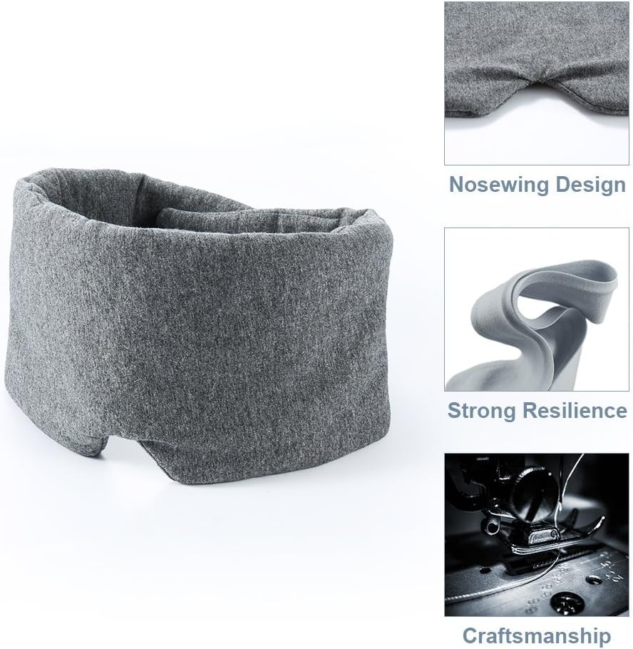 100% Handmade Cotton Sleep Mask Blackout - Comfortable & Breathable Eye Mask for Sleeping Adjustable Blinder Blindfold Airplane with Travel Pouch - Best Night Companion Eyeshade for Women Men Kid: Health & Personal Care
