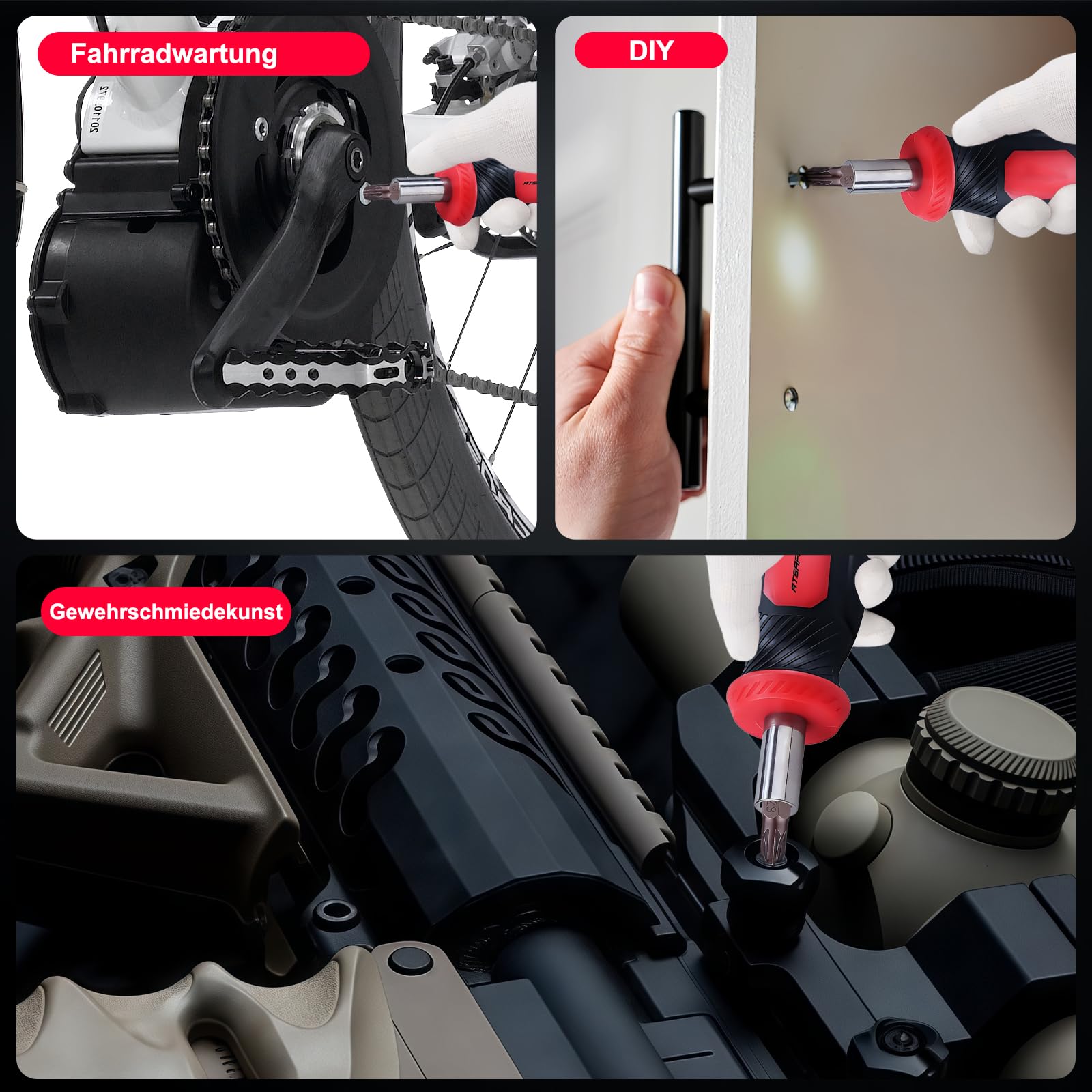 ATsafepro Drehmomentschlüssel fahrrad 1/4",61-teiliger Drehmomentschlüssel Klein 3-25Nm,Magnetischer Ratschen-Satz mit Bits + Verlängerung,Für Fahrrad, Motorrad & DIY 5