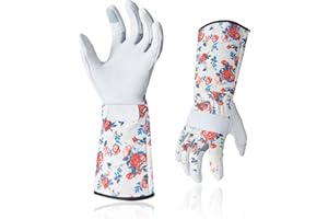 Vgo... 1-Pair Natural Genuine Goatskin Leather Gardening Gloves, Long Cuff Protection, High Dexterity Grip Gloves (Size S, White, GA9658-W)