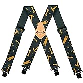 MELOTOUGH Men's Suspenders Fully Elastic 2 inch Wide X back Heavy Duty Work Suspenders