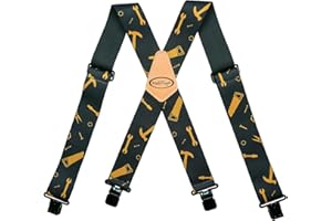 MELOTOUGH Men's Suspenders Fully Elastic 2 inch Wide X back Heavy Duty Work Suspenders