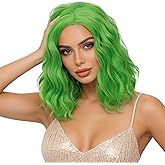 Aicos Green Curly Wigs for Women Short Green Bob Wig for Daily Dress Carnival Party Masquerade Party Halloween