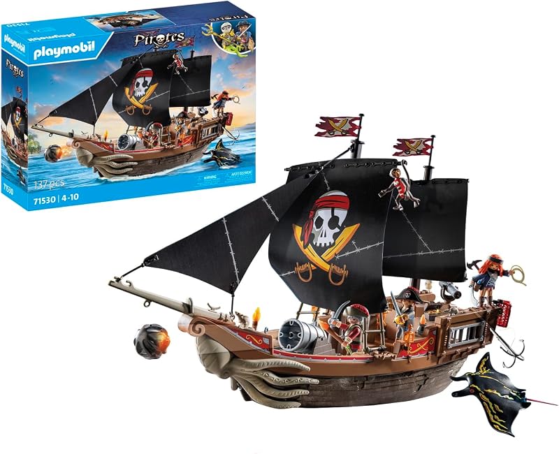 Pirates 71530 Großes Piratenschiff, aufregende Seeschlachten und geheime Schatzsuchen auf hoher See, inklusive Kanonen, Geschossen und Anker, detailreiches Spielzeug für Kinder ab 4 Jahren